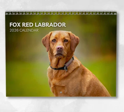 BOYCE PUBLISHING Fox Red Labrador Calendar 2026: Monthly Wall Calendar with Notes, opens to A3