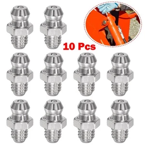 10Pcs 201 Stainless-Steel Straight Hydraulic Grease-Fitting M6 X 1mm Thread - Picture 1 of 12