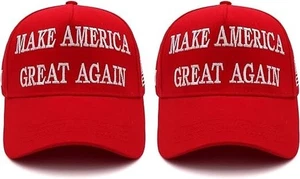 Trump MAGA Hat Set of 2 – Make America Great Again w/ 45-47 Flag Embroidery - Picture 1 of 6