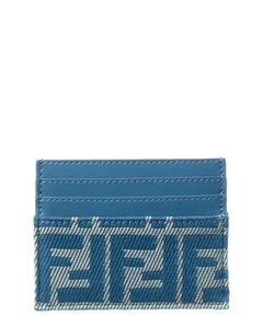 Fendi Diamonds Ff Jacquard & Leder Kartenetui Damen Blau - Bild 1 von 3