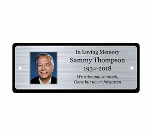 Memorial Bench Plaque, Personalised Plaque for Grave, Tree Plaque, Photo Image - Picture 1 of 10