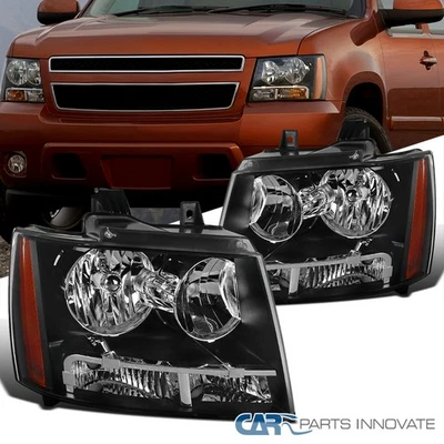 Fits 2007-2014 Chevy Avalanche Tahoe Suburban LS LT LTZ Black Headlights Lamps - Image 1 of 4
