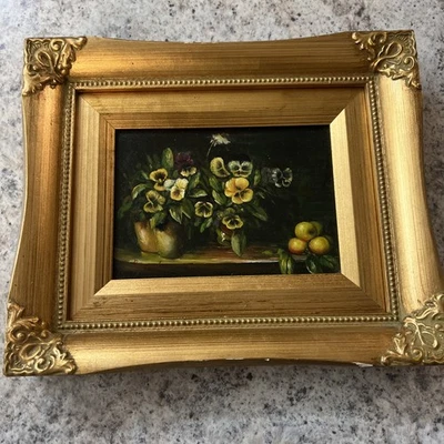 pinturas al óleo florales vintage originales firmadas 11x9 Foto 1 de 4