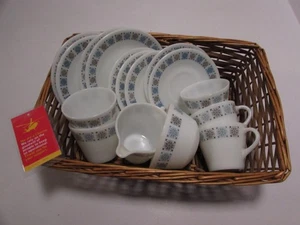 VintageJAJ Pyrex Chelsea Pattern Tea Cups Saucers Plates Jug & Sugar Bowl   MA12 - Picture 1 of 20