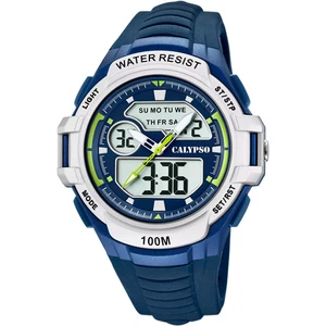 Orologio CALYPSO Flash Time Uomo Analogico-Digitale Gomma Blu Argento _K5770-3 - Foto 1 di 2