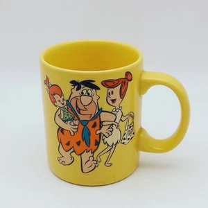 The Flintstones yellow color breakfast Mug Cup vintage ceramic Hanna Barbera - Imagen 1 de 2