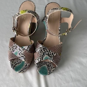Kate Spade Damen-Plateau-Heels grün und braun Schlangenleder Größe 10 - Bild 1 von 13