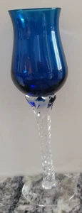 Cobalt Blue Sasaki Apertif Liquor Cordial Glass Clear Swirl Twist Stem 6.25" - Picture 1 of 2