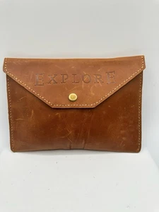 UNBRANDED EXPLORE BRAUN LEDER TASCHE CLUTCH TASCHE - Bild 1 von 6
