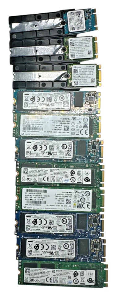 Lot of 60 Used NVMe SATA SSD Drives – 256GB (Various Brands) - Image 1 of 1