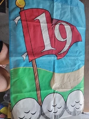 NEW 19th Hole Decorative Flag 28x44” NCE 1996 GOLF Vntg House Garden Party - Image 1 of 4