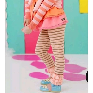 Matilda Jane happy & free pull taffy brown pink stripped ruffle cuff leggings 10 - Picture 1 of 5
