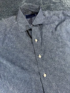 David Donahue Hemd Herren mittelblau Baumwolle Knopfleiste Büro Arbeit - Bild 1 von 10