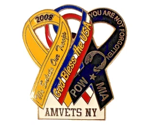 AMVETS POW, WE SALUTE OUR TROOPS Veterans Memorial 2008 Collectable Lapel - Picture 1 of 4
