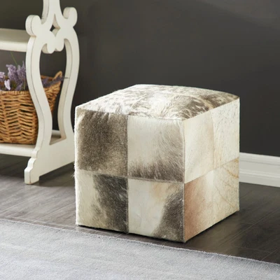 Square Leather Handmade Stool Ottoman - Multiple Colors - 16 - Image 1 of 4