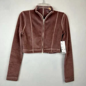 Urban Outfitters Velour Jacket Womens M Cropped Zip Dusty Rose New Gift - Picture 1 of 12