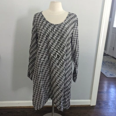 Vestido túnica para mujer FLAX gris negro a lunares pequeño Lagenlook Foto 1 de 4