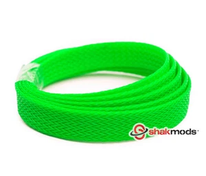 5 meter Shakmods Flat 10 mm High Density UV Green Braided Expandable Sleeving - Photo 1/1