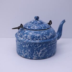 French Enamel Graniteware Blue Swirl Coffee/Tea Pot