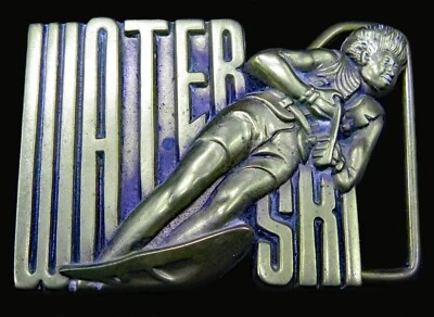 Water Skiing Baron Brass Vintage Belt Buckle - Image 1 of 4