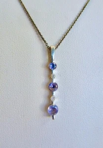 Amethyst & Diamond Pendant .54 Carats TCW 10k White Gold - Picture 1 of 8