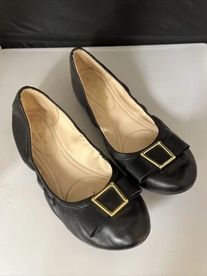 Cole Haan Shoes Womens Size 7.5B Emory Bow Ballet Flat Black Leather W09917 - Image 1 of 4
