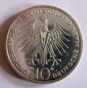 10 DM Gedenkmünze Orden Pour le Merite Deutschland 1992 Alexander von Humboldt - Bild 1 von 2
