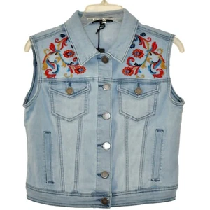 ROMEO & JULIET COUTURE Vest Jean Jacket Floral size M NWT - Picture 1 of 7