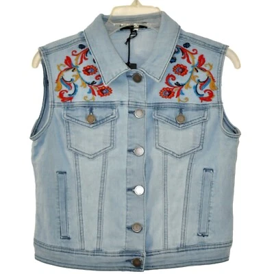 ROMEO & JULIET COUTURE Chaleco Jean Chaqueta Floral Talla M Nuevo con Etiquetas Foto 1 de 4