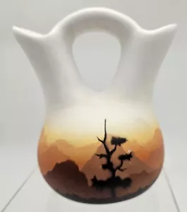 Vaso matrimonio Benally Dine dipinto a mano alba tramonto disegno dipinto a mano - Foto 1 di 8