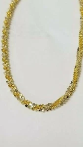 20" gedrehte funkelnde Kette Sterlingsilber zweifarbig gelb und weiß Karabiner Cl - Bild 1 von 12