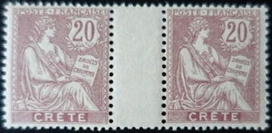 COTE 26€ - COLONIES FRANÇAISES - CRÈTE (MER ÉGÉE) N°8 en PAIRE NEUF ** LUXE MNH - Imagen 1 de 2