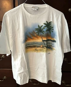 Neu ohne Etikett Morning Sun Damen XL Palme Sonnenaufgang Sonnenuntergang T-Shirt - Bild 1 von 5
