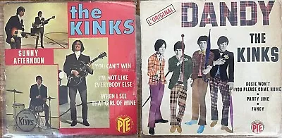 The Kinks-2 x 7" p/s EP 1960's Lot -Sunny afternoon / Dandy - Made in France PYE - Image 1 of 2