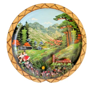 The Heart Of The Alps - Vintage Hand Made Wooden 3-D German Decorative Plate - Picture 1 of 6