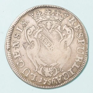 LUCCA REPUBBLICA SANTA CROCE DA 25 1756 RARO qBB ARGENTO SILVER COIN NUMISMATICA - Imagen 1 de 2
