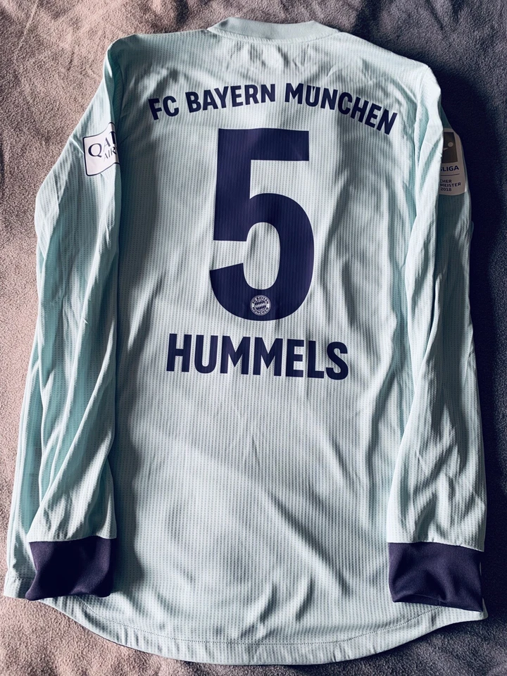 Bayern München Spielertrikot Mats Hummels 2018/19 mintgrün (no) Matchworn - Bild 1 von 2