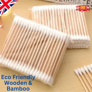 10-1000x Bamboo Cotton Buds Wooden Natural Zero Waste Makeup ECO Biodegradable - Picture 1 of 3