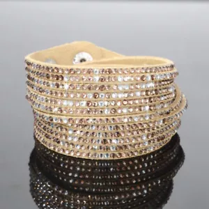 Wickelarmband Champagner Strass Damen Armband Slaker Glitzer Geschenk Bracelet - Bild 1 von 1
