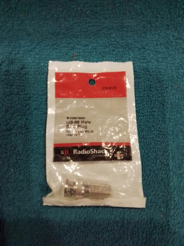 SOLDERLESS UG-88 MALE BNC PLUG BY RADIO SHACK # 278-0103 FITS RG-58 CABLE - Deal - Image 1 of 2