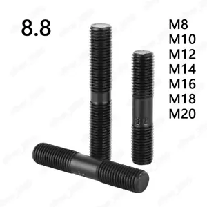Schwarz 8,8 Stahl Doppelende Bolzen Stangen Klemm Typ M8 M10 M12 M14 M16 M18 M20 - Bild 1 von 4