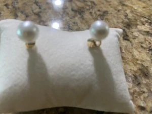 4.00 CTTW Genuine Cultured Pearl Earring in 18k Yellow Gold Plated - Picture 1 of 3