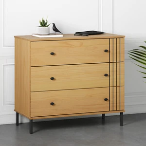 Kommode Sideboard Kiefer massiv eichefarbig lackiert 90x80x40 cm Sevilla - Bild 1 von 8
