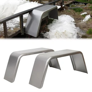 Pair Steel Square Cargo Trailer Fenders For 14"-16" Trailer Fenders Wheel Silver - Picture 1 of 12