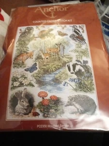Anchor Counted Cross Stitch Kit: PCE958 Woodland Sampler,UNUSED - Picture 1 of 2