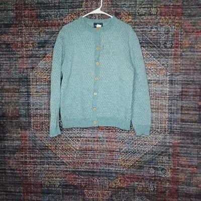 Cárdigan suéter de punto de nailon lana blanco verde azulado Woolrich vintage años 90 para mujer L 9121 Foto 1 de 4