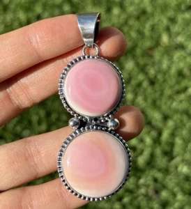 Navajo Native American Sterling Silver Pink Conch Pendant. Randy Billy - Picture 1 of 12