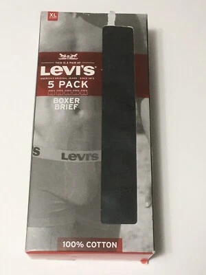 Paquete de 5 calzoncillos boxer Levi's grandes de algodón elástico para hombre - negros Foto 1 de 3