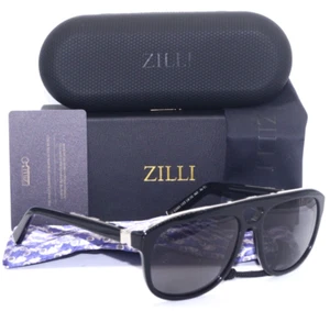 ZILLI ZI 65005 C03 BLACK SILVER W/GRAY POLARIZED LENS AUTHENTIC SUNGLASSES 59-16 - Picture 1 of 9