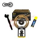 AFAM Recommended X-ring Gold Chain and Sprocket Kit fits Aprilia RS660 2020-2022